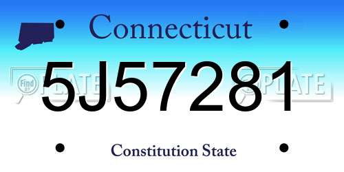 5J57281 Connecticut License Plate