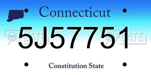 5J57751 Connecticut License Plate