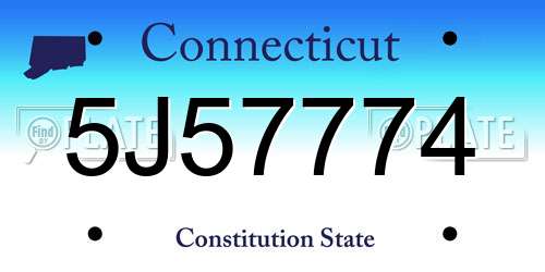 5J57774 Connecticut License Plate