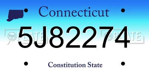 5J82274 Connecticut License Plate