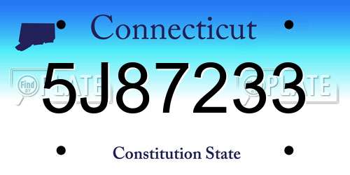 5J87233 Connecticut License Plate