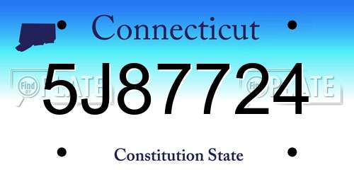 5J87724 Connecticut License Plate