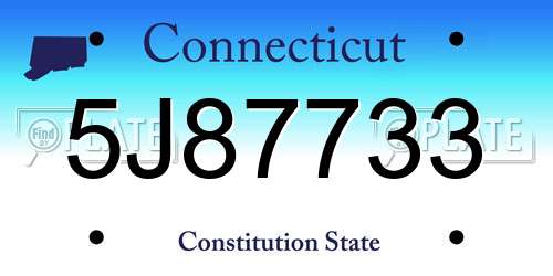 5J87733 Connecticut License Plate