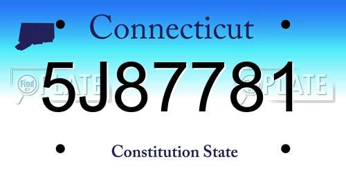 5J87781 Connecticut License Plate