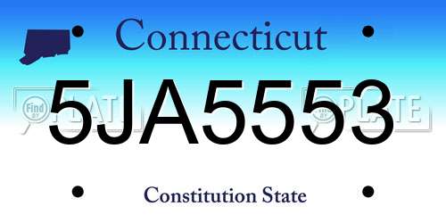 5JA5553 Connecticut License Plate