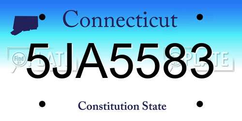 5JA5583 Connecticut License Plate