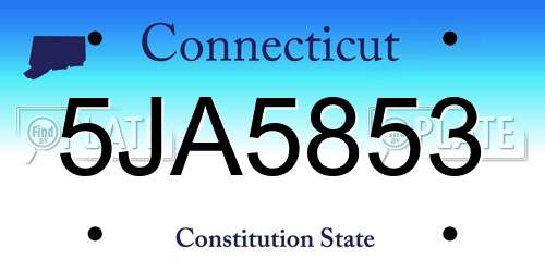 5JA5853 Connecticut License Plate