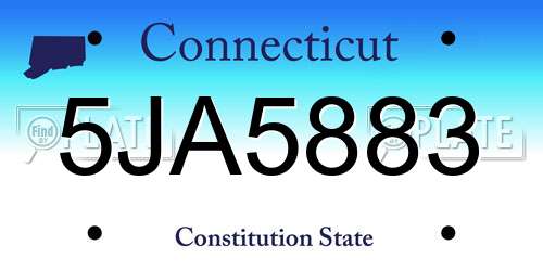 5JA5883 Connecticut License Plate