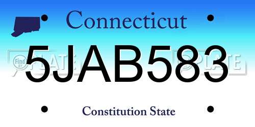 5JAB583 Connecticut License Plate