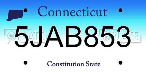 5JAB853 Connecticut License Plate