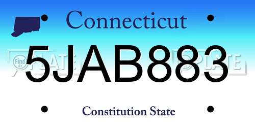 5JAB883 Connecticut License Plate