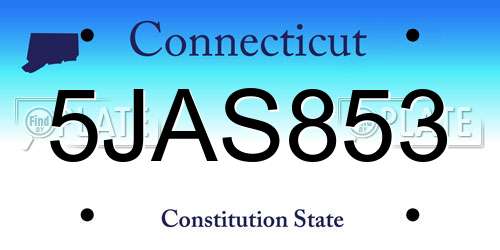 5JAS853 Connecticut License Plate