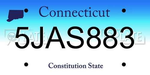5JAS883 Connecticut License Plate