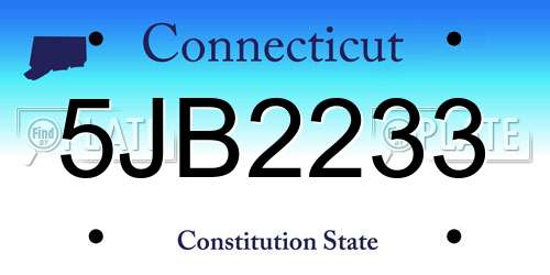 5JB2233 Connecticut License Plate