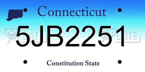5JB2251 Connecticut License Plate