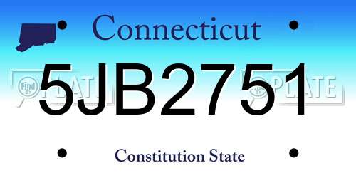5JB2751 Connecticut License Plate