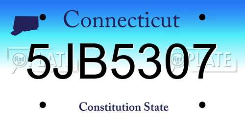 5JB5307 Connecticut License Plate