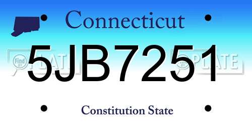 5JB7251 Connecticut License Plate