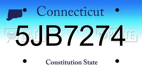 5JB7274 Connecticut License Plate