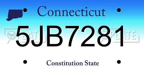 5JB7281 Connecticut License Plate