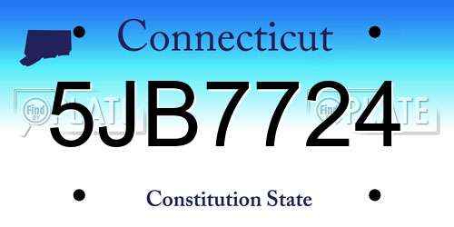 5JB7724 Connecticut License Plate