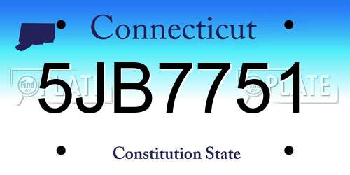 5JB7751 Connecticut License Plate