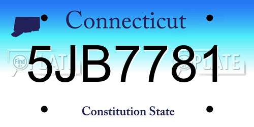 5JB7781 Connecticut License Plate