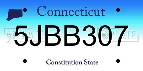 5JBB307 Connecticut License Plate