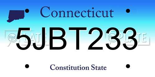 5JBT233 Connecticut License Plate