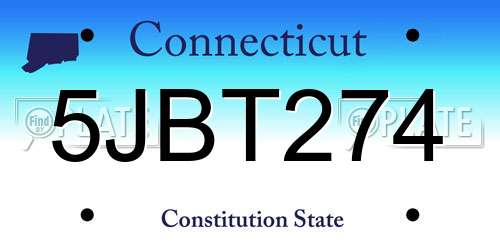 5JBT274 Connecticut License Plate