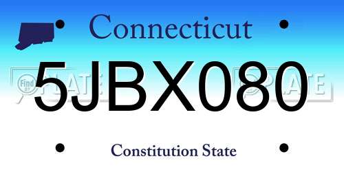 5JBX080 Connecticut License Plate