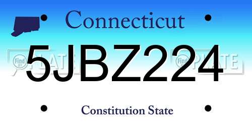 5JBZ224 Connecticut License Plate