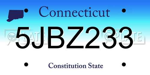 5JBZ233 Connecticut License Plate