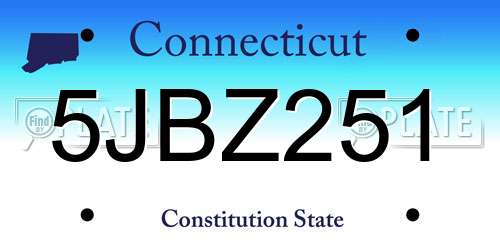 5JBZ251 Connecticut License Plate