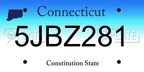 5JBZ281 Connecticut License Plate