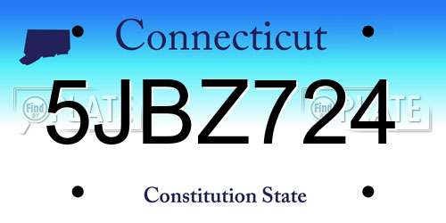 5JBZ724 Connecticut License Plate