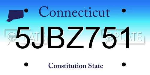 5JBZ751 Connecticut License Plate