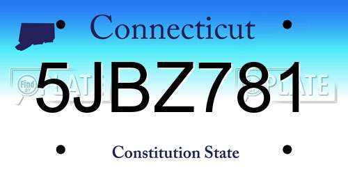 5JBZ781 Connecticut License Plate