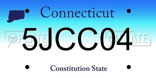 5JCC04 Connecticut License Plate