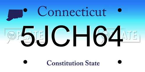 5JCH64 Connecticut License Plate