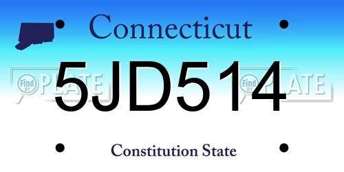 5JD514 Connecticut License Plate