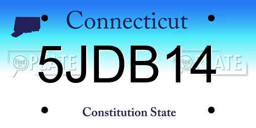 5JDB14 Connecticut License Plate