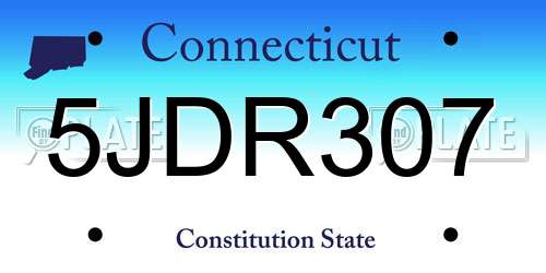 5JDR307 Connecticut License Plate