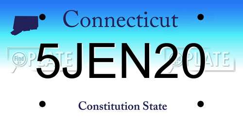 5JEN20 Connecticut License Plate