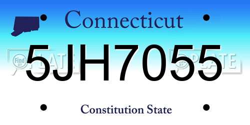 5JH7055 Connecticut License Plate