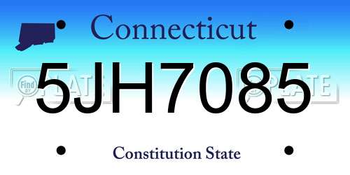5JH7085 Connecticut License Plate