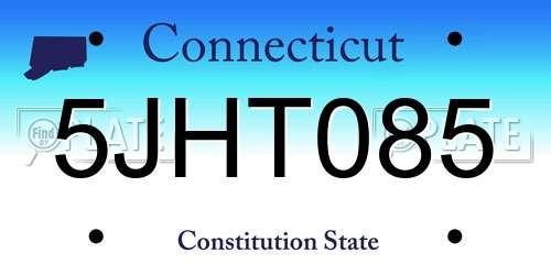 5JHT085 Connecticut License Plate