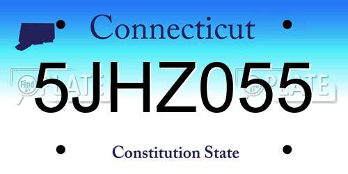 5JHZ055 Connecticut License Plate
