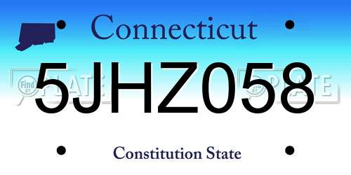 5JHZ058 Connecticut License Plate