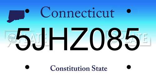 5JHZ085 Connecticut License Plate
